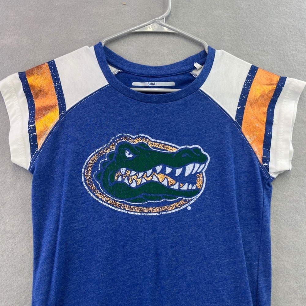 Pressbox Florida Gators T-Shirt Women Small Blue Metallic Go Gators